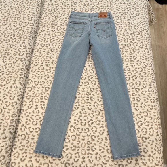 Levis 724 High Rise Straight Denim Light Wash Distressed Blue Jeans Size 25 - Picture 10 of 10